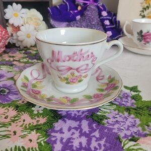 Vintage Enesco "Mother" Bone China Teacup and saucer set Japan